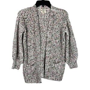 NEW HIPPIE ROSE JUNIORS CHENILLE CHUNKY OPEN FRONT CARDIGAN SWEATER W/POCKETS XS